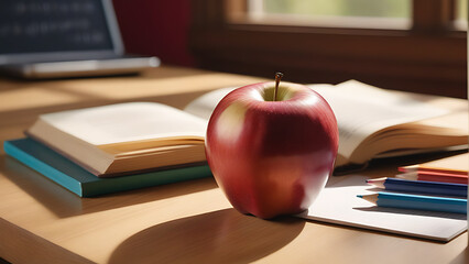 apple on teacher's desk
