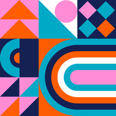 Abstract Bauhaus Square Pattern