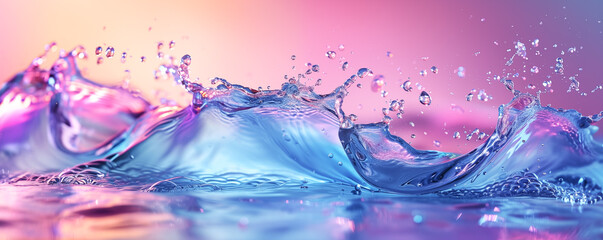 Beautiful trendy rose water background. Pastel pink, purple , teal, blue wave banner, feminine wallpaper. Spring sunshine getaway abstract backdrop by Vita - obrazy, fototapety, plakaty