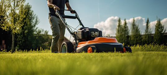 Obraz premium lawn mowing background