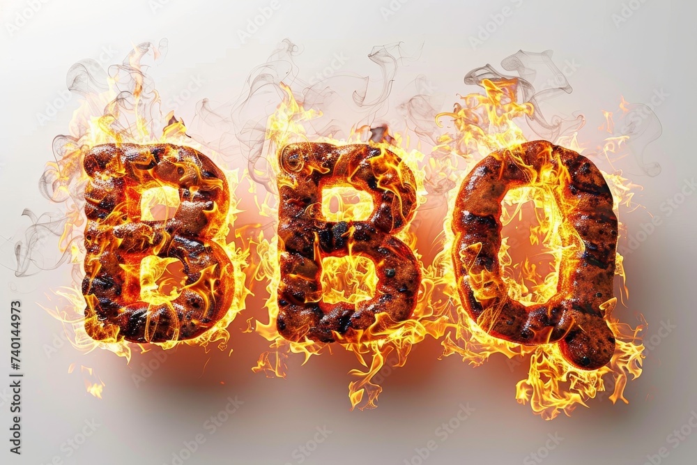Aufkleber word bbq engulfed in flames, creating a fiery and intense image
