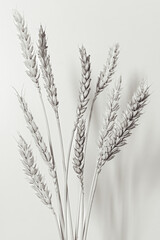 Plant symbol of Ukraine. Colored wheat decor. Ukrainian culture. Painted spikes. A bouquet of dried flowers. Homemade interior decoration. Craft product.