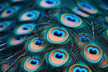 Blue green peacock feather wallpaper background - obrazy, fototapety, plakaty
