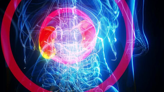 4K conceptual animation of a runner's kidneys