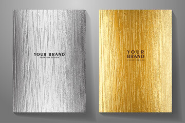 Elegant gold and silver vector wood texture set. Modern textured 3d background collection for cover design, invitation, brochure, booklet, flyer, note book, menu design. Luxury premium background.