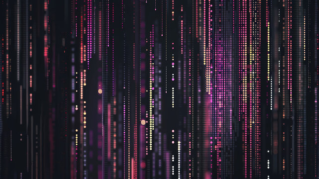 Abstract Digital Rain in Purple Hues Background