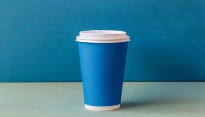 Disposable paper coffee cup with lid. Empty polystyrene drinking mug mock-up.