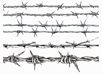 barbed wire isolated on white