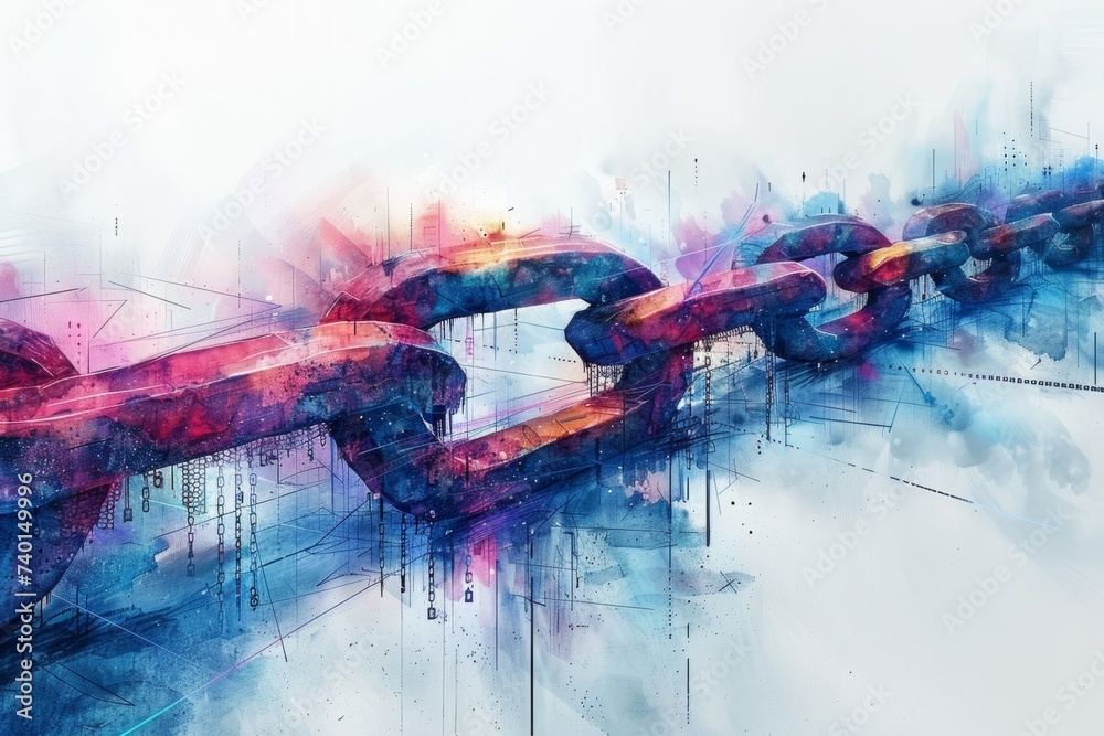 Aufkleber technology background of binary code made of chain