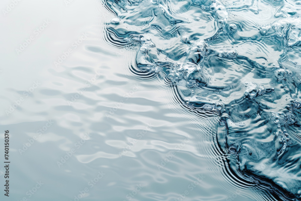 Poster blue water with delicately formed ripples. the surface of the water is depicted in a state of serene