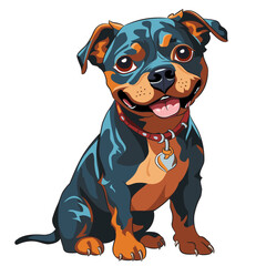 Vector drawing of an American Staffordshire Terrier puppy.