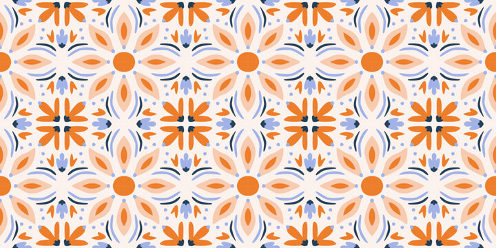 Ethnic abstract tile art. Seamless pattern in tribal, folk embroidery, and Mexican style. Aztec geometric art ornament print. Design for carpet, wallpaper, clothing, wrapping, fabric, cover, textile.