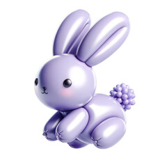 A cartoon rabbit is flying through the air. The rabbit is purple and has a cute face. The image has a playful and whimsical mood