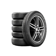 New car tires on white or transparent background