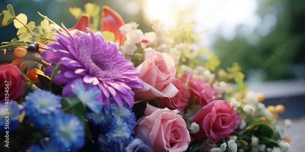 Poster beautiful close-up image of a bunch of flowers, perfect for various design projects