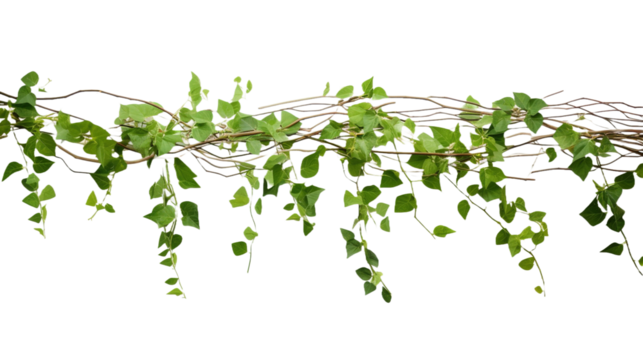 Jungle bush of three leaved wild vine cayratia or bush on white or transparent background