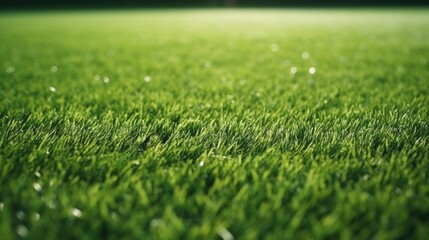 Fresh green grass with sparkling water droplets. Suitable for nature and environmental themes