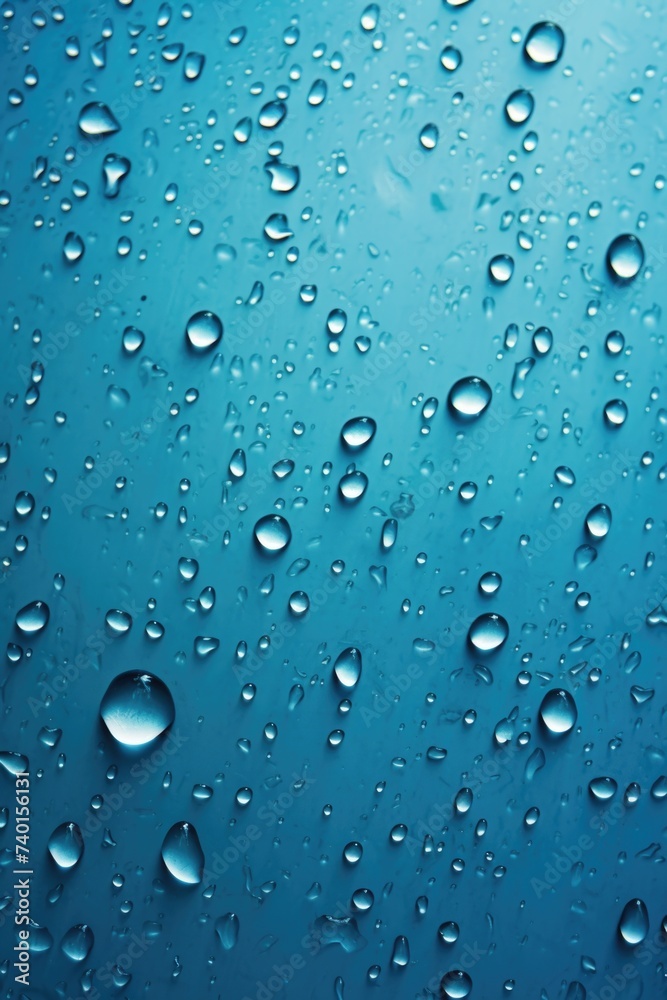 Poster close up of water droplets on a window, perfect for illustrating concepts of purity and freshness