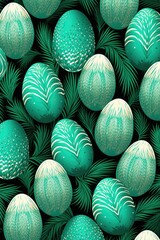 Colorful Easter eggs with decorations, perfect for holiday concepts