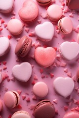 Fototapeta premium A variety of delicious macarons displayed on a table. Perfect for food and dessert concepts