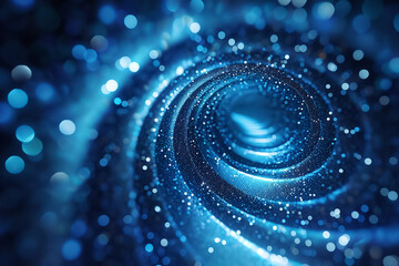 Obraz premium Blue spiral technology particles background