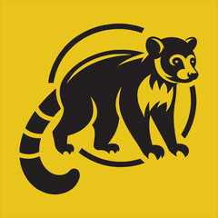 Minimalist Silhouette Vector design of a Kinkajou