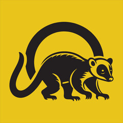 Minimalist Silhouette Vector design of a Kinkajou