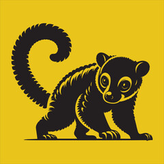 Minimalist Silhouette Vector design of a Kinkajou