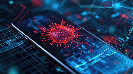 Coronavirus 2019-nCoV on smartphone screen . - obrazy, fototapety, plakaty