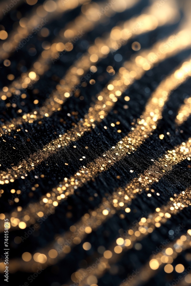 Poster A detailed view showcasing intricate patterns and textures of a black and gold background, creating a luxurious and sophisticated aesthetic