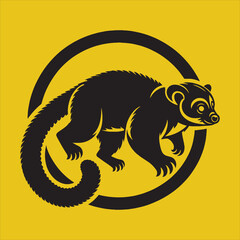 Minimalist Silhouette Vector design of a Kinkajou