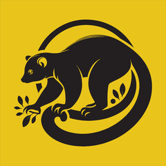 Minimalist Silhouette Vector design of a Kinkajou