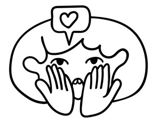 character portrait in doodle style in vector. line art for avatar design sticker coloring postcard poster print