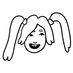 character portrait in doodle style in vector. line art for avatar design sticker coloring postcard poster print