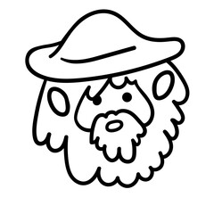 character portrait in doodle style in vector. line art for avatar design sticker coloring postcard poster print