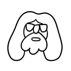 character portrait in doodle style in vector. line art for avatar design sticker coloring postcard poster print