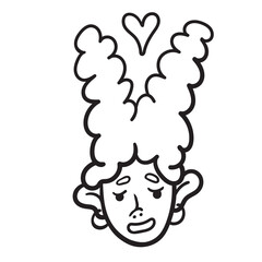 character portrait in doodle style in vector. line art for avatar design sticker coloring postcard poster print