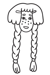 character portrait in doodle style in vector. line art for avatar design sticker coloring postcard poster print