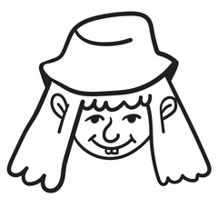 character portrait in doodle style in vector. line art for avatar design sticker coloring postcard poster print