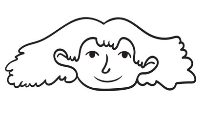 character portrait in doodle style in vector. line art for avatar design sticker coloring postcard poster print