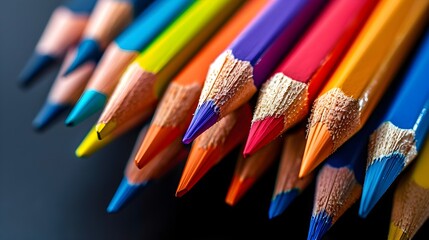 Vibrant and Colorful Assortment of Artistic Colored Pencils for Creative Drawing and Coloring Projects