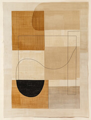 Boho Minimalism: Abstract Art Print with Linework in Beige and Neutral Tones