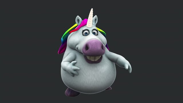 Fun 3D cartoon unicorn dancing (with alpha channel)