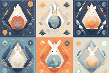 Collection of four unique bunny illustrations for various projects