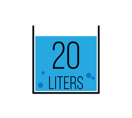 20 liters icon vector design. Liquid measure in liters isolated on white background