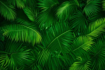 green leaves background, A tropical green leaves background, lush and vibrant, fills the frame with a symphony of verdant hues. The leaves sway gently in the warm breeze, creating a sense of tranquili