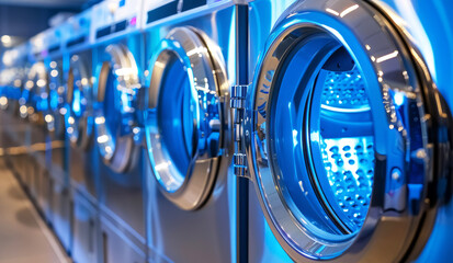 washing machines in a  laundromat