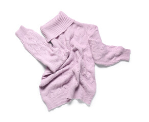 Stylish crumpled sweater isolated on white background