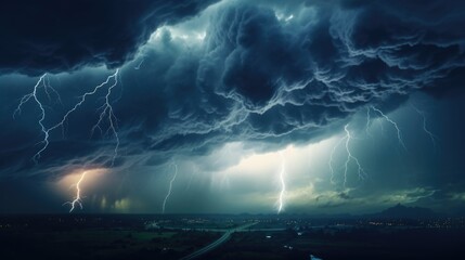 A dramatic image of a large cloud filled with lightning bolts. Perfect for illustrating storms and weather-related concepts