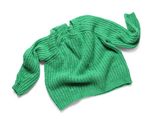 Stylish crumpled sweater isolated on white background
